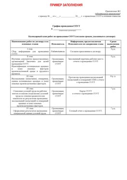 Пример заполнения графика (График проведения СОУТ) Александровск Аттестация рабочих мест
